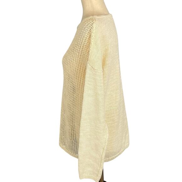 Sundance Crocheted Front Boatneck Sweater Cream Women's Medium - Picture 4 of 6